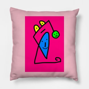 Cartoon Faces | Cute Friendly Faces in Pink Pillow