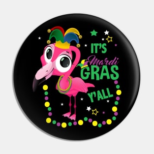 Flamingo Mardi Gras Beads Pin