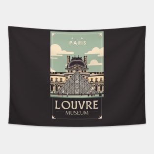 A Vintage Travel Art of the Louvre Museum in Paris - France Tapestry