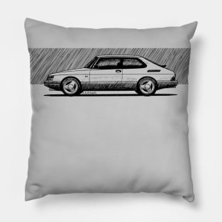 Sketchy drawing of the coolest swedish car Pillow