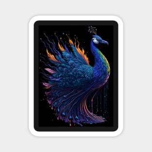 Splash Art of a Beautiful Peacock Magnet