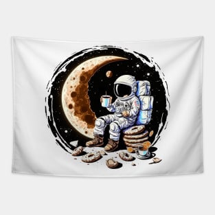 Astronaut Drinking Coffee on the Moon #2 Tapestry