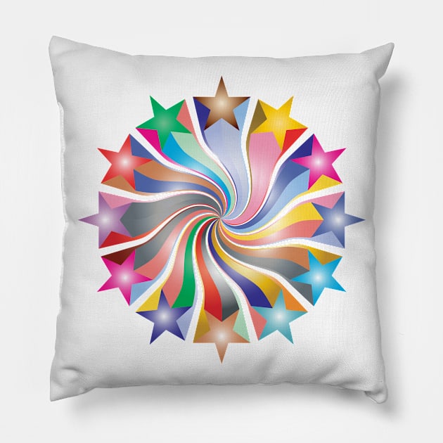 Starburst in prismatic colourful design 1 Pillow by Montanescu