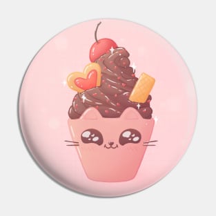 Chocolate Soft Serve Cat Pin