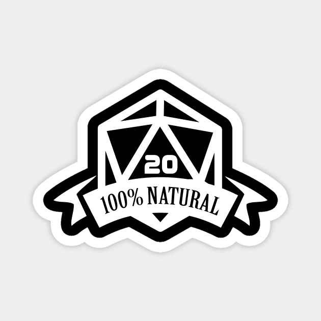 100% Natural 20 - Nat20 Critical Hit Magnet by OfficialTeeDreams