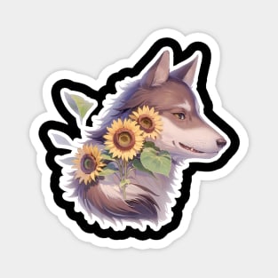 Lone Wolf With Flowers Magnet