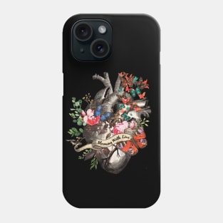 Blooming with love, floral Heart Human Anatomy butterflies, vintage style for human anatomy Phone Case