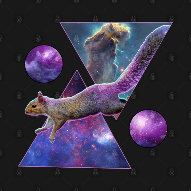Vaporwave Squirrel In Outer Space & Galactic Art by Vaporwave