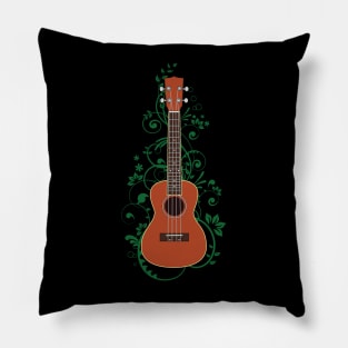 Mahogany Ukulele Flowering Vines Pillow