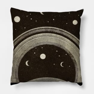 Vintage | View  of Saturn's Rings, Stars, and Moon Pillow