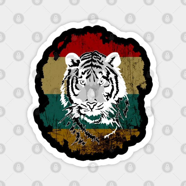 Retro vintage tiger Magnet by Mima_SY