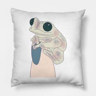 tree frog on a finger Pillow