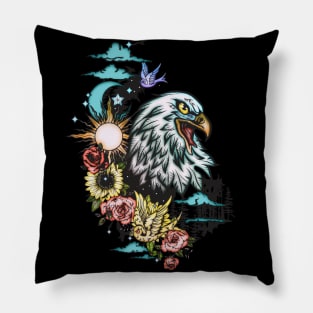 Wonderful eagle with flowers Pillow