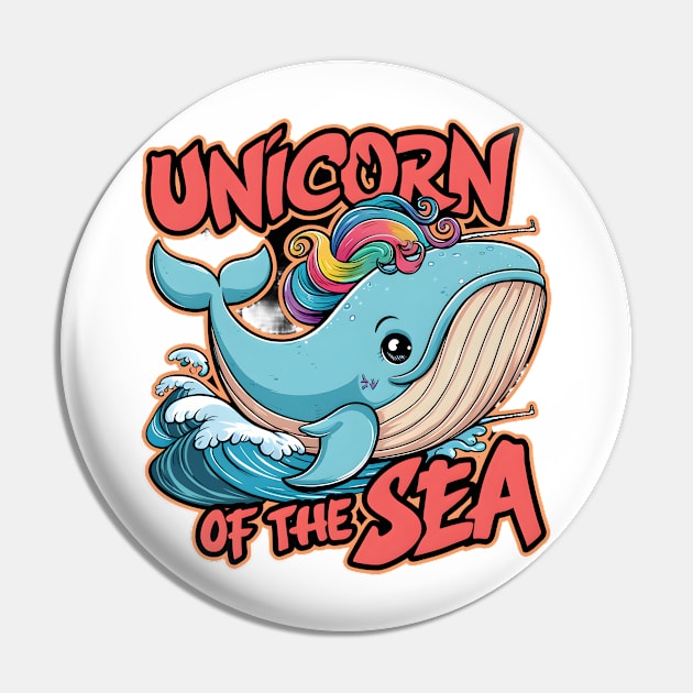 "Ocean Fantasy: Vibrant Sea Unicorn" Pin by WEARWORLD