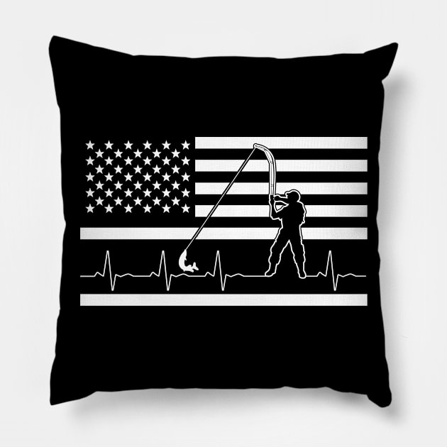 Fishing USA Pillow by fromherotozero