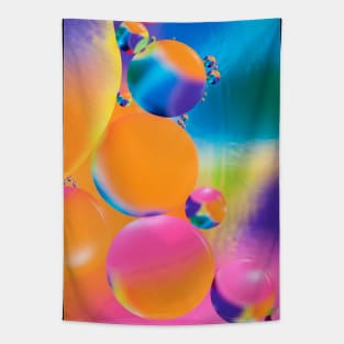 Colorful close up of oil drops in water Tapestry