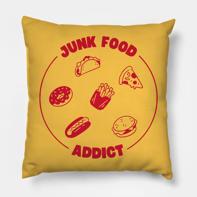 Junk Food Addict Pillow by Bruno Pires