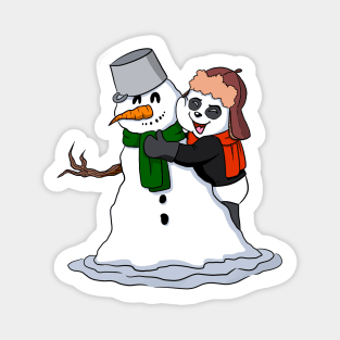 Cute Christmas Panda with Snowman Magnet