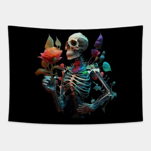 Skeleton with a flower in his hands. Tapestry