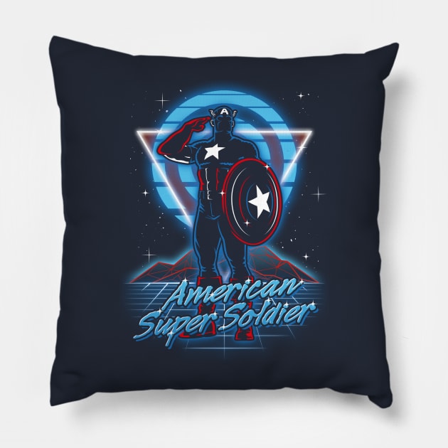 Retro American Super Soldier Pillow by Olipop