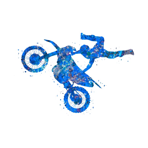 Motocross freestyle blue art by Yahya Art