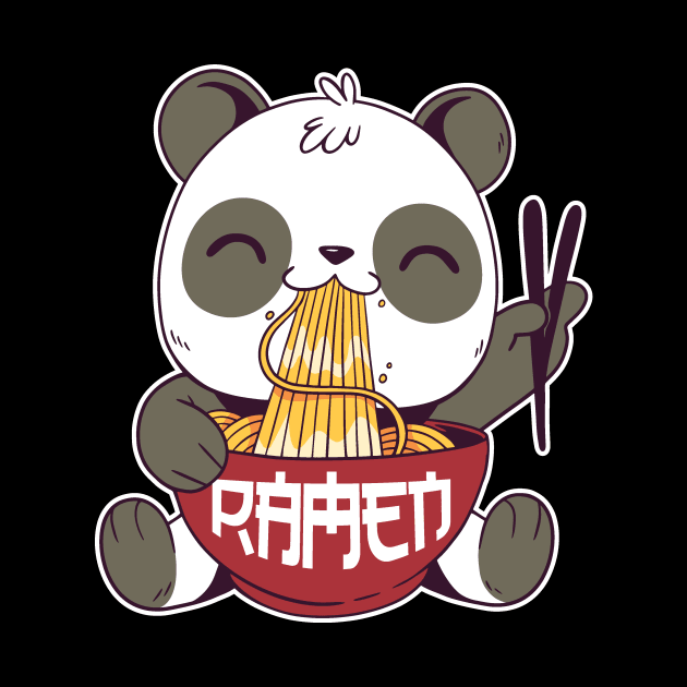 Kawaii Cute Anime Panda Otaku Japanese Ramen Noodles Gift by deificusArt