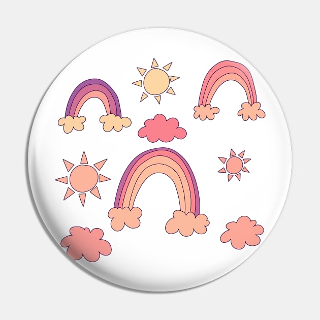 Rainbows and Sunshine - Pink Pin by monitdesign