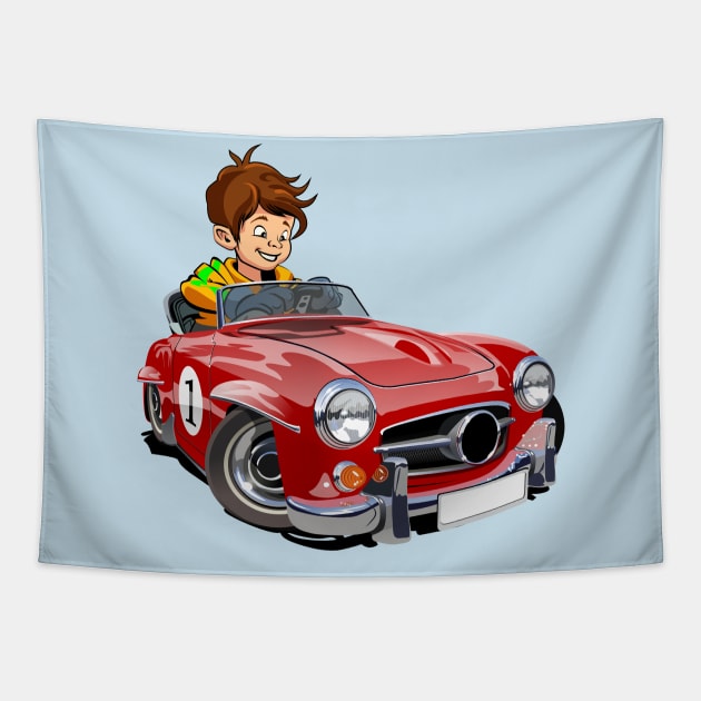 Cartoon car Tapestry by Mechanik