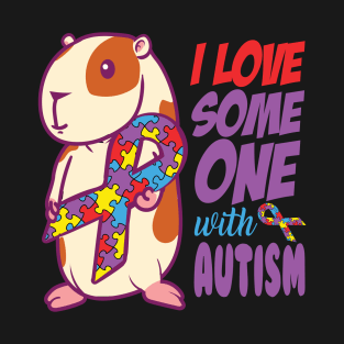 I Love Someone With Autism - Guinea Pig Autistic Puzzle Pieces Gift T-Shirt