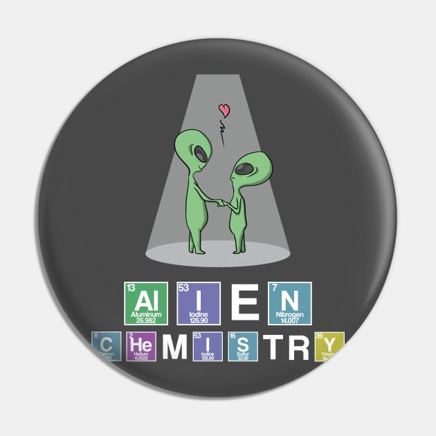 Cool Funny Couple Alien Chemistry Periodic Table Gift Pin by Freid