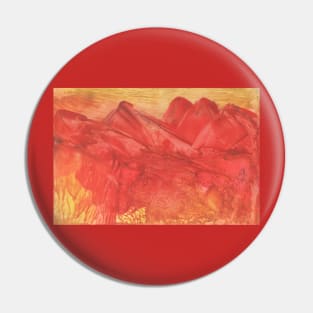 Mountain landscape, nature. Encaustic wax art. Painting drawing Pin