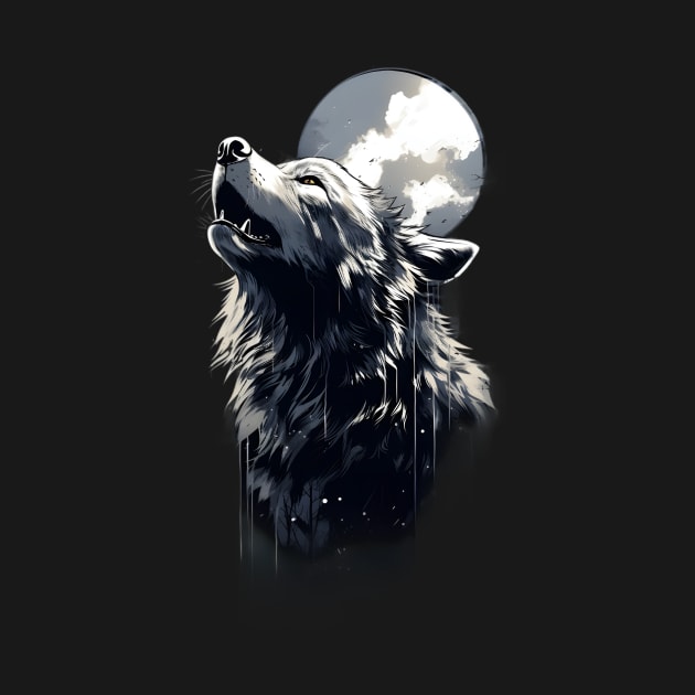 Silver Wolf in the Moonlight by Mistywisp