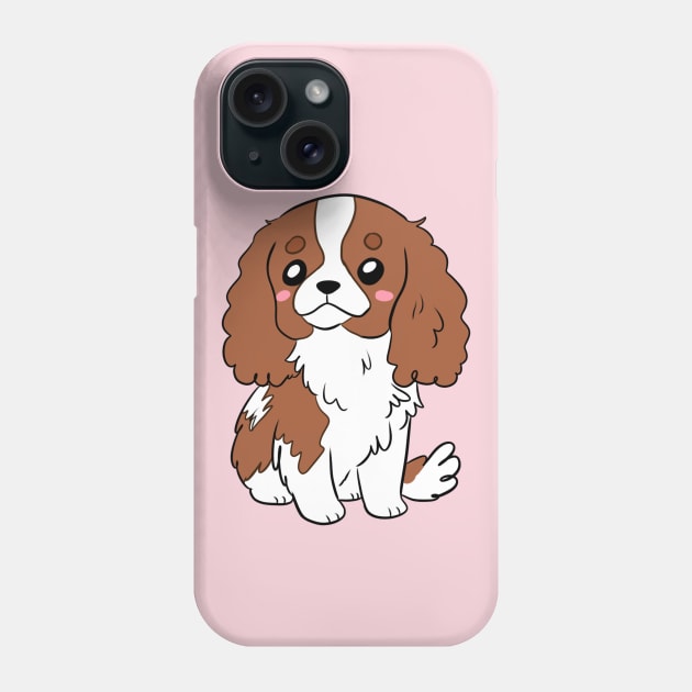 Cute cartoon Cavalier King Charles Spaniel Dog Phone Case by Yarafantasyart
