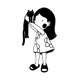 BLACK CAT WITH A GIRLS T-Shirt