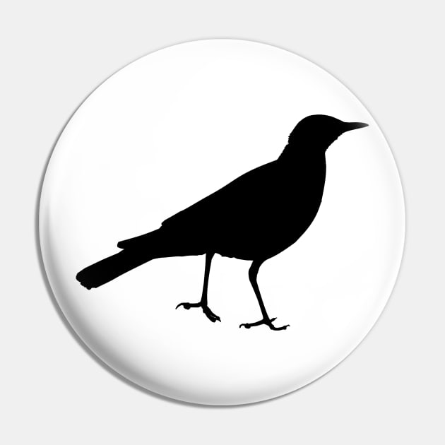 Starling Bird Silhouette Black Bird Pin by carobaro