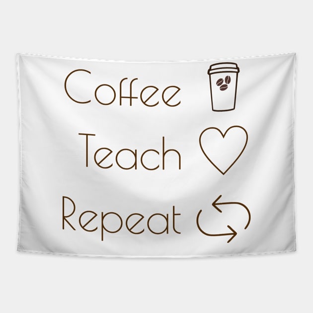 Coffee teach repeat Tapestry by TeeShirt89