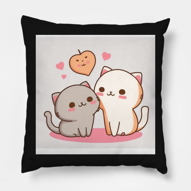Mochi peach cat and Goma Pillow by ai1art