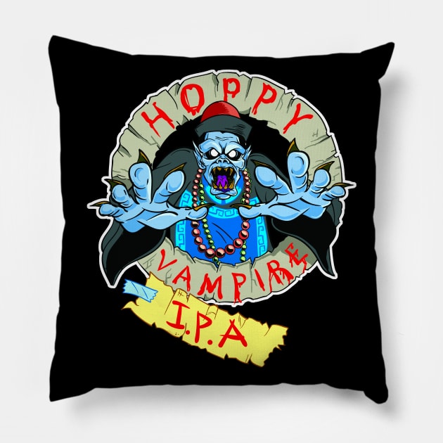 Hoppy Vampire IPA - Wild Pub Crawl Edition Pillow by funbuttonpress