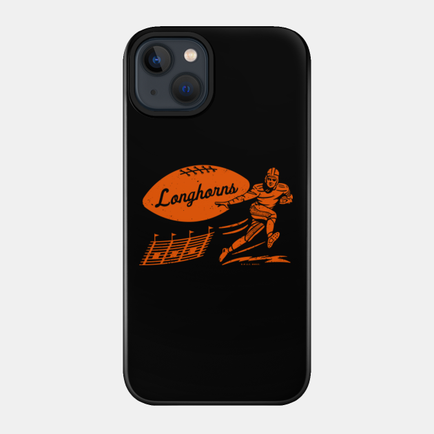 Vintage College Football - Texas Longhorns (Orange Longhorns Wordmark) - Texas Longhorns - Phone Case