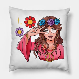 hippie girl Pillow