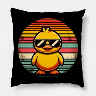 Cool Retro Yellow Duck in Sunglasses 70s 80s 90s Funny Duck Pillow