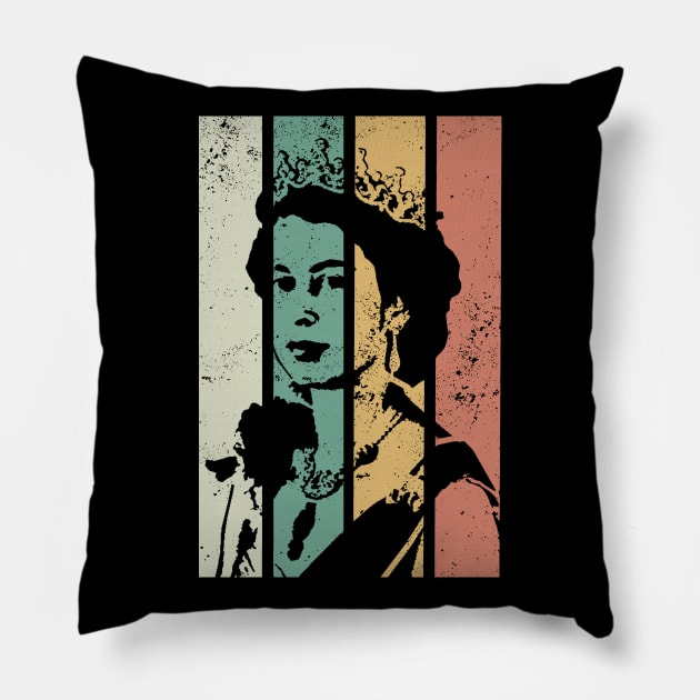 Queen Elizabeth - retro colors Pillow by valentinahramov