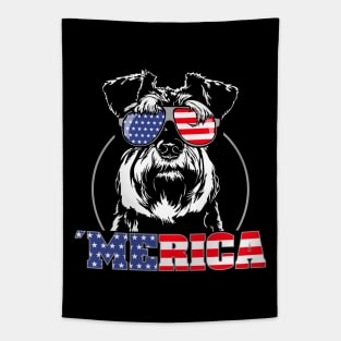 Proud Miniature Schnauzer American Flag Merica dog Tapestry