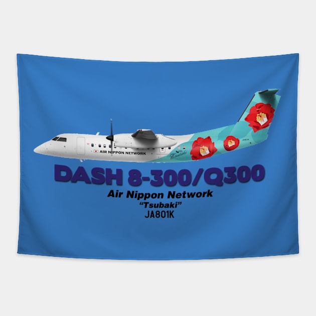 DeHavilland Canada Dash 8-300/Q300 - Air Nippon Network "Tsubaki" Tapestry by TheArtofFlying