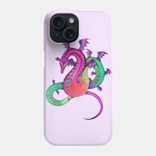 Fabulous Rainbow Dragon in Pink, Purple, and Green Phone Case