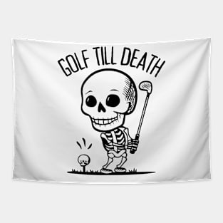 Skeleton Playing Golf - Golf Till Death Tapestry