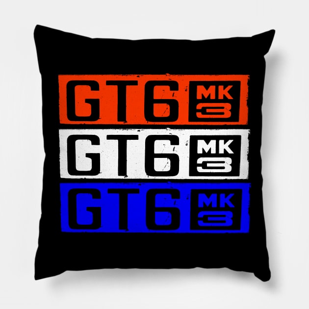 Triumph GT6 Mk3 classic 1970s sports car emblem red white blue Pillow by soitwouldseem