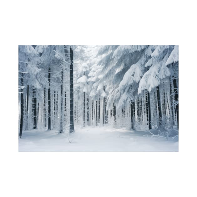 Winter Forest Serene Landscape Surreal by Cubebox