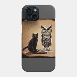 A Black Cat and an Owl, Friends Phone Case