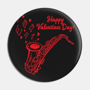 Happy Valentines Day Saxophone Music Pin